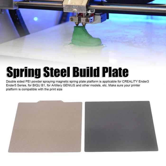 Plaque Construction Imprimante 3D 150 × 150 Mm – Lit Magnétique PEI Double Face Poudré, Acier à Ressort Flexible, Adhérence Parfaite PLA ABS TPU PETG Nylon – Compatible Chaleur Jusqu'à 200°C