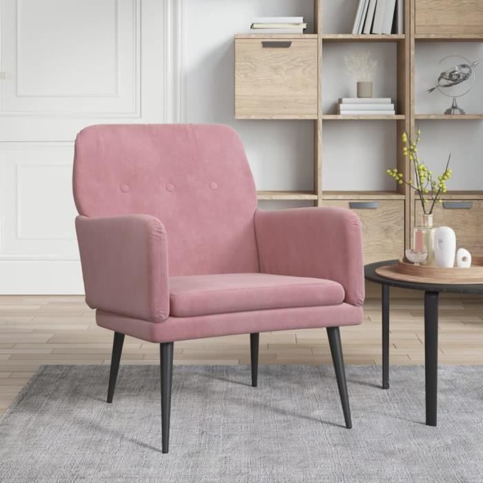 Fauteuil Salon MVS - Fauteuil Rose 62x79x79 cm Velours 8 8 Kg