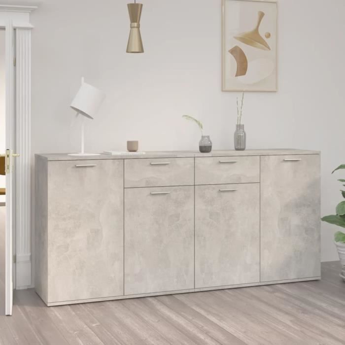 Buffet De Cuisine Moderne - Buffet Gris béton 160x36x75 cm Aggloméré 56Kg FR2023