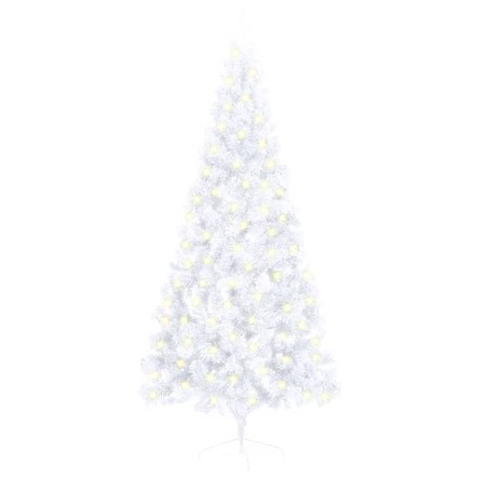VidaXL Sapin de Noël artificiel prééclairé moitié/support blanc 180cm