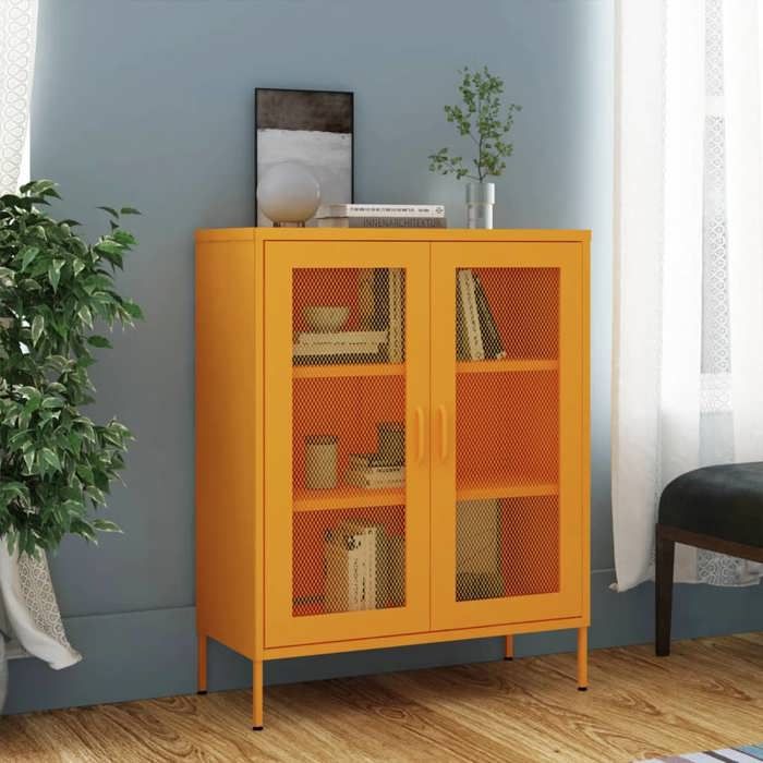 vidaXL Armoire de rangement Jaune moutarde 80x35x1015 cm Acier