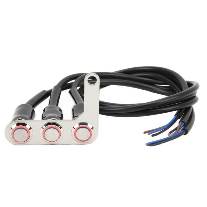 Interrupteur De Guidon Moto Noir 12V - Phare Étanche Avec Témoin Lumineux