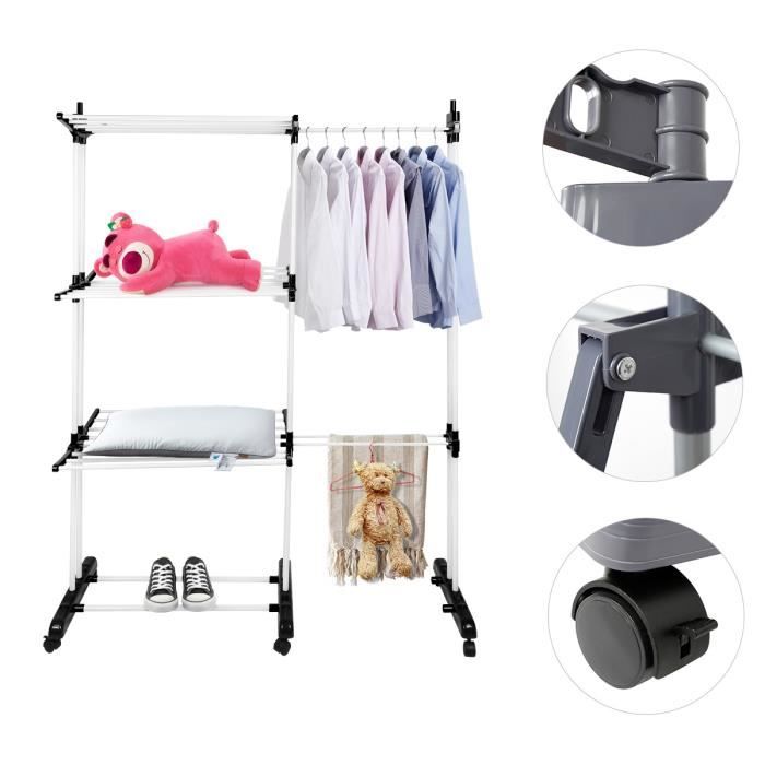Sac à Linge Sale Réutilisable Grand Format - Nylon Pliable Avec Cordon - 60 Cm - Noir