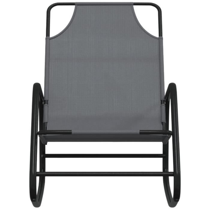 fhe - bains de soleil - chaises longues à bascule 2 pcs gris acier et textilène - yosoo - dx2057