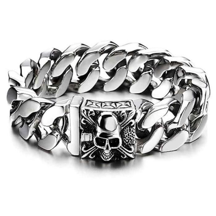 Bracelet Homme En Acier Inoxydable Style Biker - Chaîne Robust Et Intemporelle - Idée Cadeau Homme