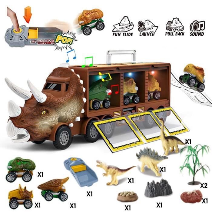 Camion Transport De Dinosaures Avec 6 Voitures Jouets - Lumières, Sons & Musique - Enfants 2+ Ans