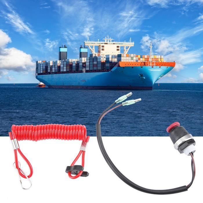 Interrupteur D'Arrêt D'Urgence Moteur Bateau - Avec Laisse De Sécurité Pour Hors-bord, Coupe-Moteur Sécurité