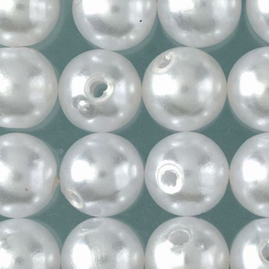 Lot de 200 Perles Rondes Nacrées en Verre 3mm Blanc 