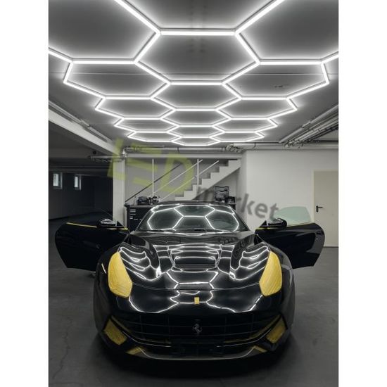 Éclairage hexagonal LED pour magasin de voiture, 534 W, 60 000 lm, 6 500 K,  lumière