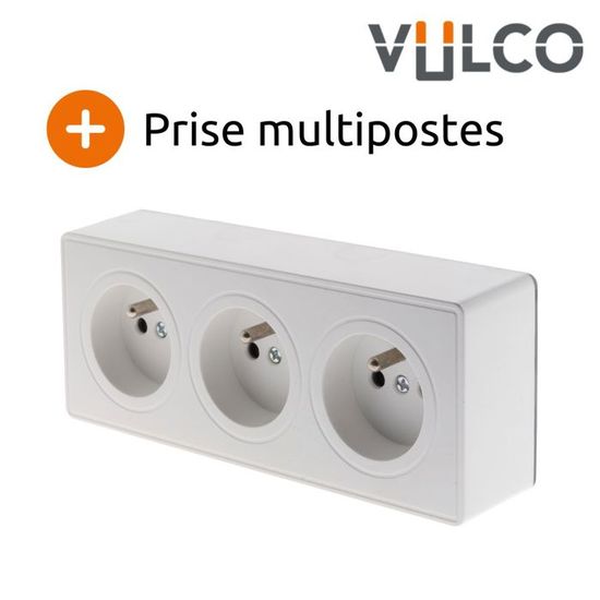 Prise Triple étanche IP54 Simon Kontakt - Blanc - 16A 250V - Avec Clapets - Pour Intérieur/extérieur