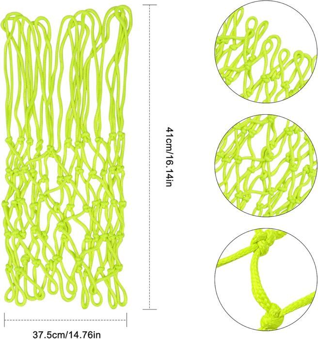 Wangjiangda Filet De Basket Lumineux Vert Fluo – Résistant, Anti-UV, 12 Boucles – Remplace Facilement Votre Filet De Panier Standard