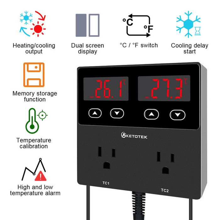 Thermostat De Fermentation SLYHHZHMY - 9 Niveaux De Température, Minuterie 12h - Pour Levure, Pâte, Boissons Chaudes - Affichage Numérique