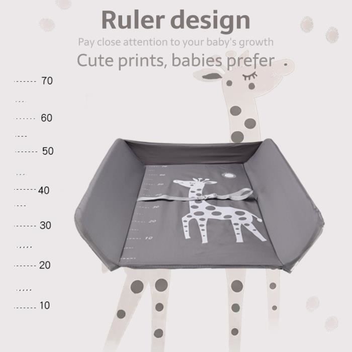 Table à Langer Bébé Pliable Morlinca - Hauteur Réglable 5 Niveaux (88-94 Cm), Avec Panier Rangement, Roulettes - Gris - 10