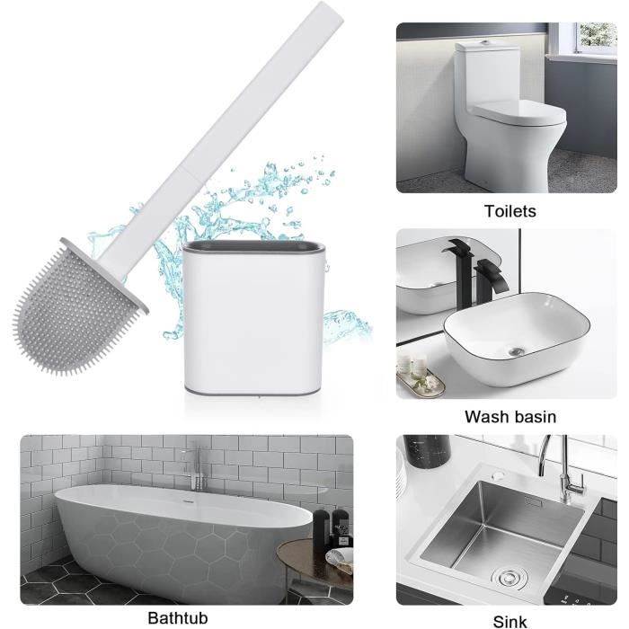Brosse Toilette Silicone avec Support Brosse WC Suspendu Antibactérienne  Balayette WC pour Salle de Bains Blanc - Cdiscount Bricolage
