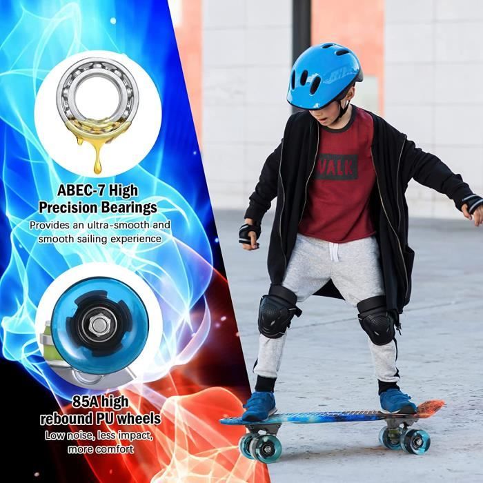 Skateboard Enfant, Mini Cruiser Skateboard 56 cm, Planche à Roulette avec  Roues Clignotantes & Roulement ABEC-7, Skate Complet pour Fille / Garçon /  Débutant – Cadeau d'anniversaire – Ride And Slide MarketPlace