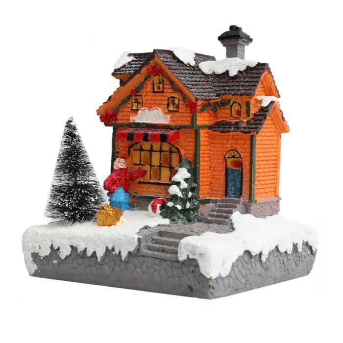 Village De Noël Illuminé En Résine, Décoration De Bureau Ou Maison, Style Moderne