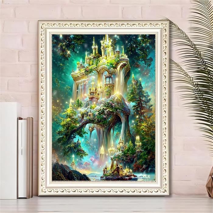 Diamant Peinture Kits Complet Paysage D'ange Fille Cristal Strass Point Croix Diamond Painting DIY 5D Adulte Enfant Art Broderie Puzzle Autocollant Mural For Home Salon Décor 50x60cm C3179