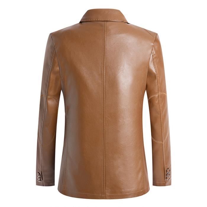 Veste Homme en Cuir Fashion Casual Mi saison OEIN Bleu marine Fermeture Boutonnee Veste Cuir PU Cdiscount Pret a Porter