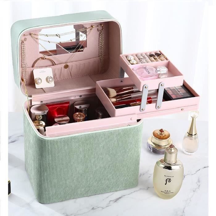 Musekey Vanity Case Rigide Multicouche Grande Mallette Maquillage Femme Sac Cosmetique Femme Fille Bijoux Sacs a main Vert matcha Vert matcha Cdiscount Bagagerie Maroquinerie