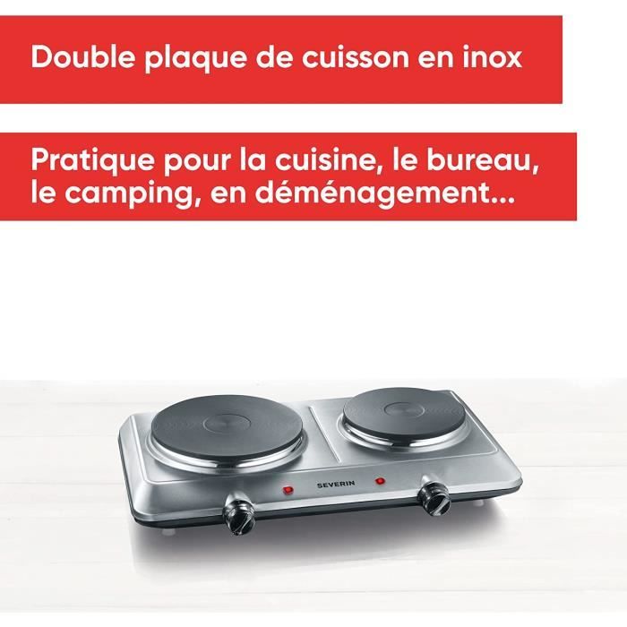 SEVERIN Plaque de cuisson électrique double 2 500 W, Plaque de cuisine pour logement étudiant ou