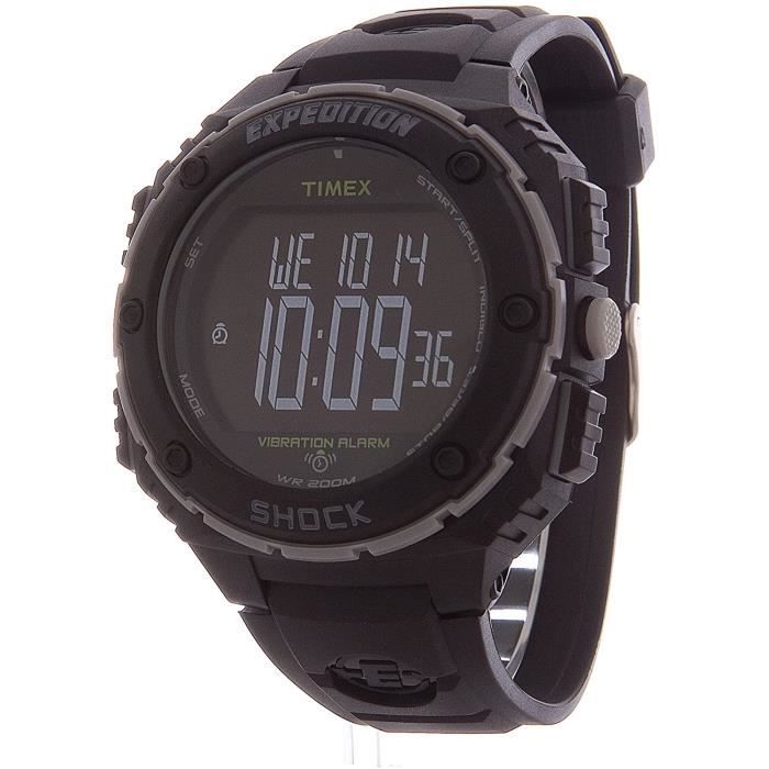 Timex T49950SU Expedition Super Shock Cat Montre Homme Quartz Digital Cadran Noir Noir Noir Resine Achat vente montre Homme Cdiscount