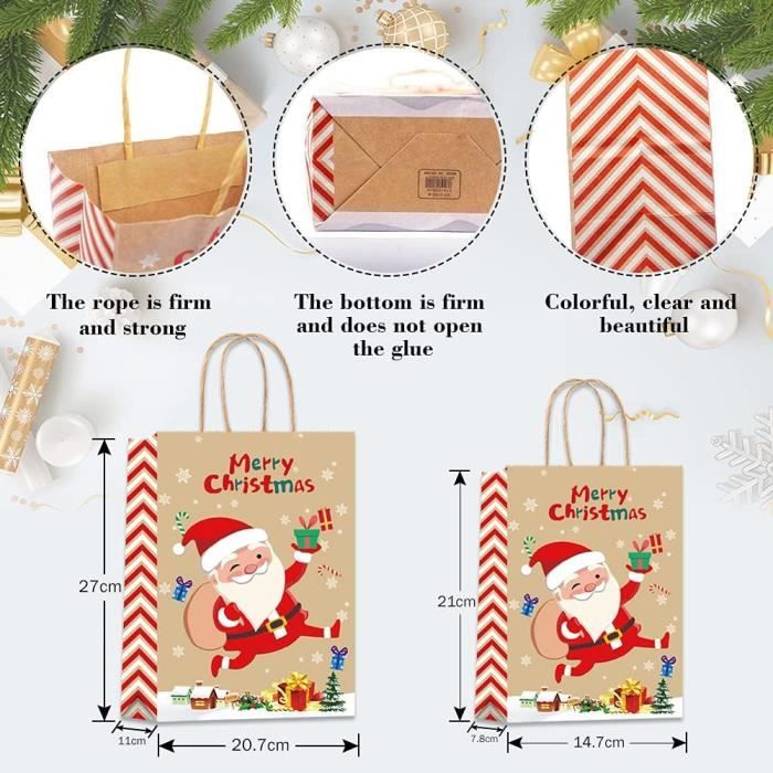 Sacs Cadeaux Noël Lot de 30 Sacs Emballage Cadeaux 16*24cm avec Cordon