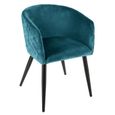 Atmosphera - Chaise fauteuil en velours bleu pétrole Marlo Bleu Canard-2