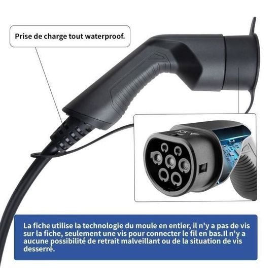 Chargeur Voiture Electrique P17 [7,4kW, 1-Phase, 25m, 6A/10A/16A/20A/24A/32A] Dé Type 2 Prise CEE Chargeur EV Station De Charge Mobile/Wallbox Avec écran Numérique