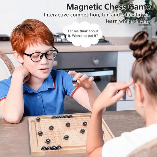 Jeu D'Échecs Magnétique Bois - Plateau Stable, Pièces Aimantées - Interactif Parent-Enfant, Voyage