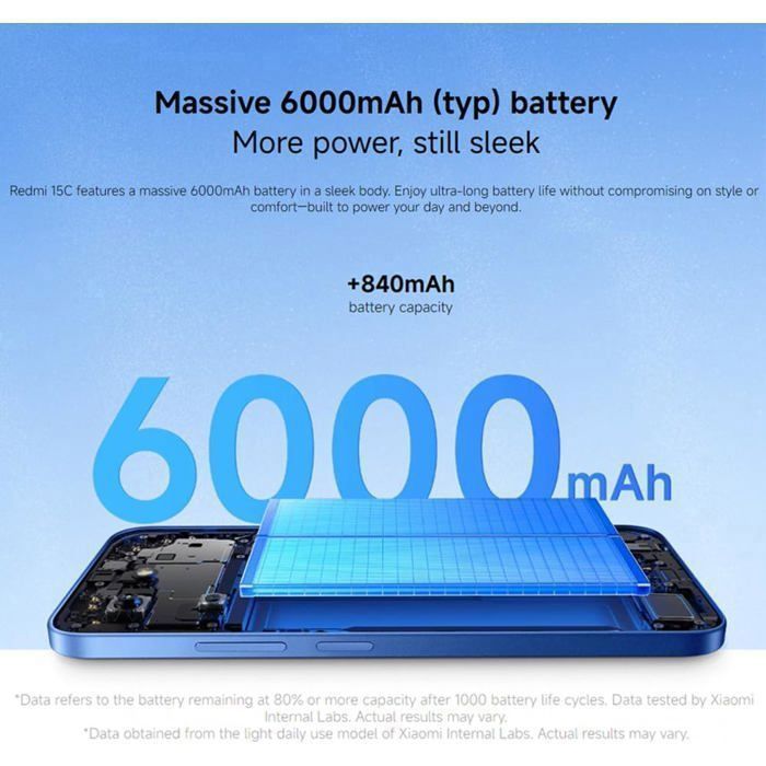 Redmi 15C - 4G - 4 Go RAM - 256 Go - Écran 6,9 Pouces