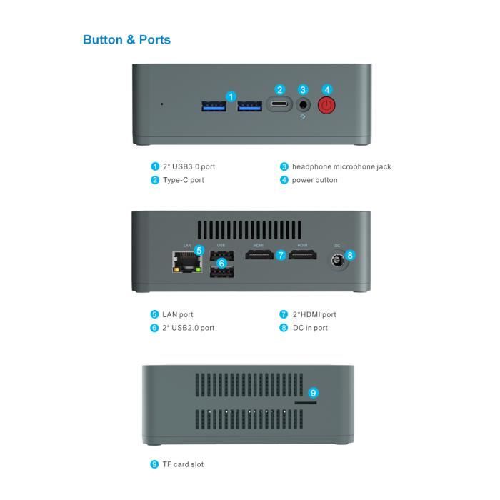 Beelink Mini PC U57 8 Go +256 Go Intel I5-5257U2