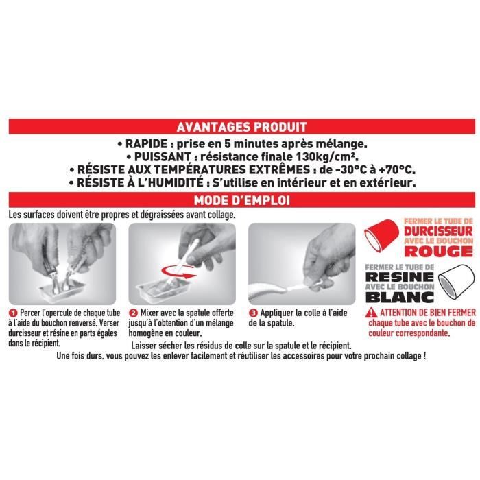 Colle de reparation epoxy bi-composant sader resist univers sering 10g