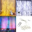 1m * 3m 100 LED rideau lumineux Guirlande lumineuse LED cascade bande mise en page de fond décoration de mariage coloré-3