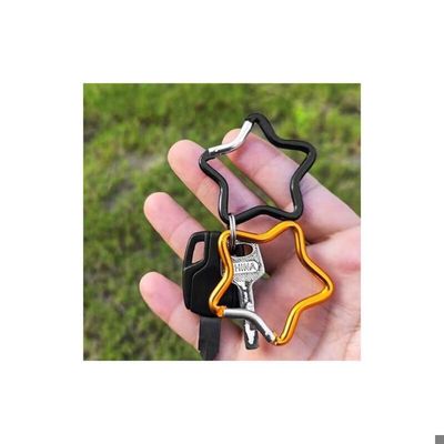 Lot De 3 Mousquetons étoile En Aluminium – Noir, Or, Argent – 48,5 Mm – Pour Sac, Clés, Camping Et Bricolage