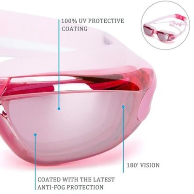 Lunettes De Natation Enfants Anti-buée WJIAEER - Protection UV, Réglables - Pour Garçons Et Filles 3-12 Ans (Rose)