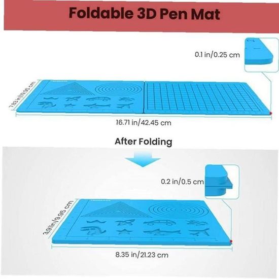 Modèle de dessin avec protège-doigts Stylo d'impression 3D Transparent Tapis en silicone pour enfants Pengyu- Tapis d'impression 3D 
