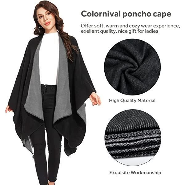 Cape en tricot knitwear pour femme avec bandes contrastantes