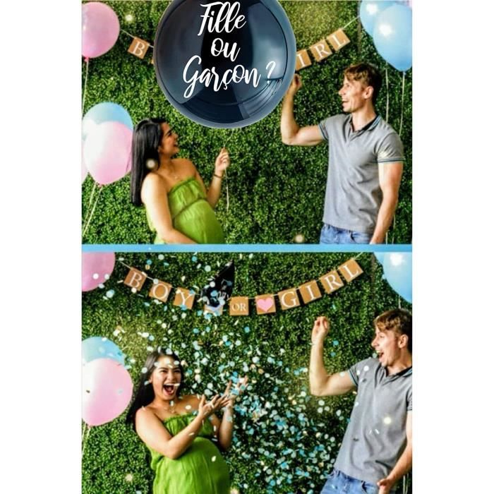 Ballon Gender Reveal 90cm - Révélation Fille Ou Garçon | Confettis Rose/Bleu Inclus | Fête Baby Shower