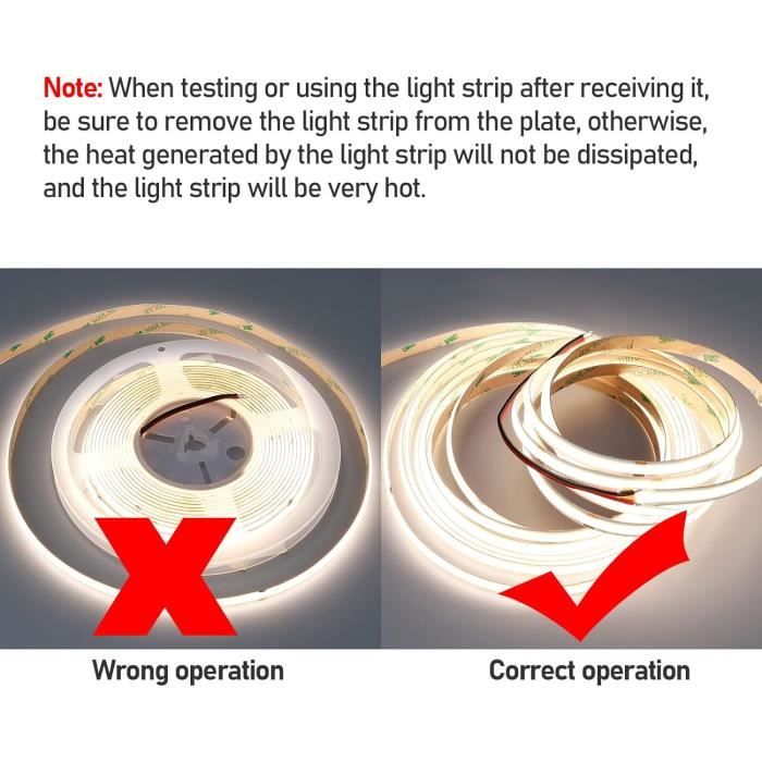 GOMING 24V COB Ruban LED Blanc Naturel 4000K 312LED/M 5M CRI 93 Haute