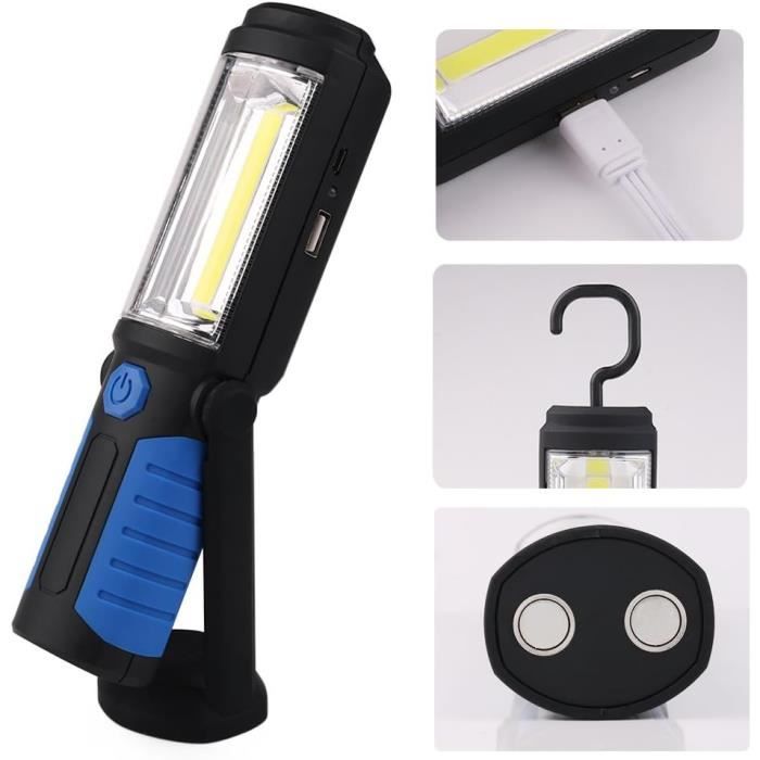 Lampe De Travail LED Rechargeable, Puissante Lampe De Travail LED Portable Rechargeable Lampe Magntique Usb 2800 Mah Cob Crochet De Batterie Et Cble De Charge 67524867
