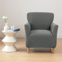 Hearda Housse Fauteuil 1 Place Jacquard à Feuilles Extensible - Gris Foncé