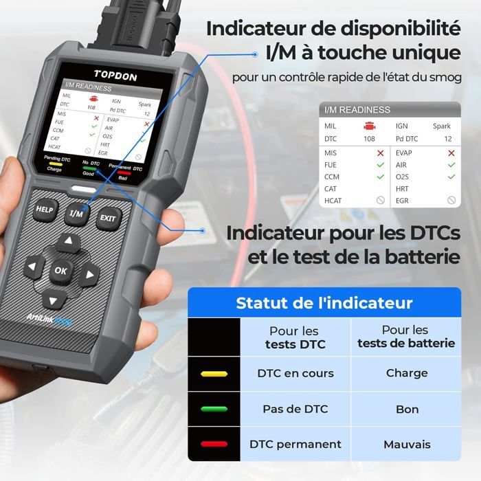 TOPDON AL300 Lecteur De Code OBD2 Diagnostic Auto Complet - Français, Multi-Véhicules