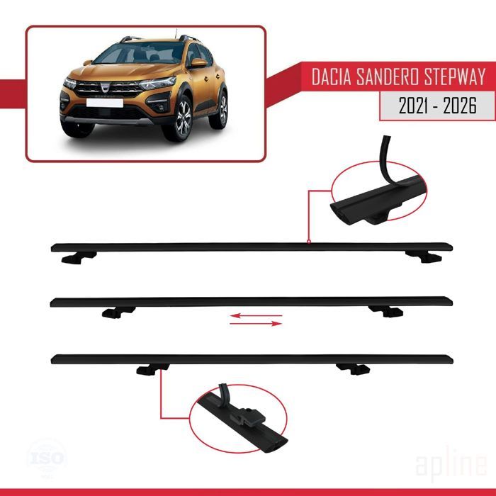 Barres De Toit Pour Dacia Sandero Stepway 2 (2012-2020) - 2 Barres Aluminium Gris - 7