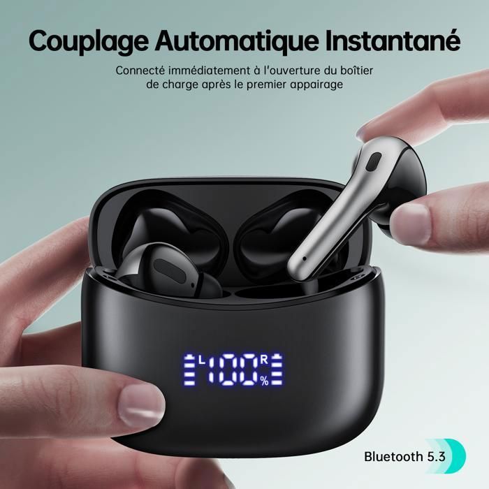 Écouteurs Bluetooth 5.3 - 48h Autonomie, Réduction De Bruit ENC, étanches IPX7, Tactile - 10