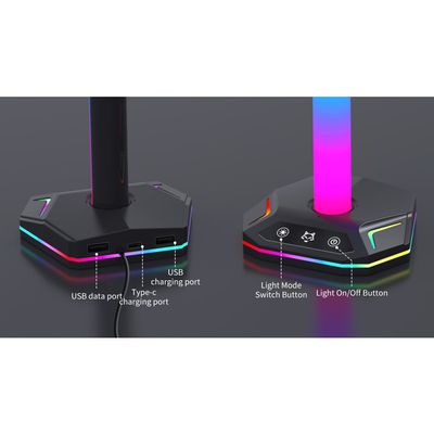 Support De Casque Et Manettes De Jeu - Organisateur RGB Pour Xbox, PS5, PS4, Switch, En ABS Noir - 5