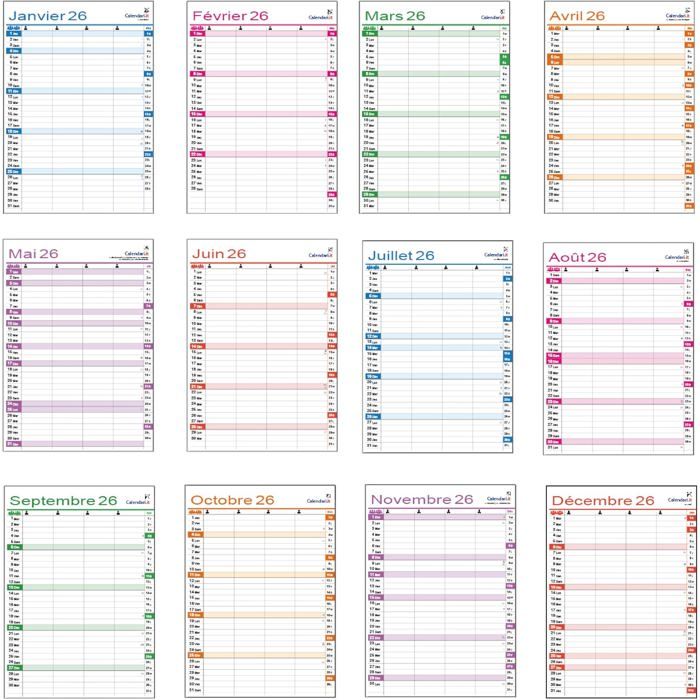 Calendrier Mural 2025 Familial 4 Colonnes - Organiseur A3 30x42 Cm