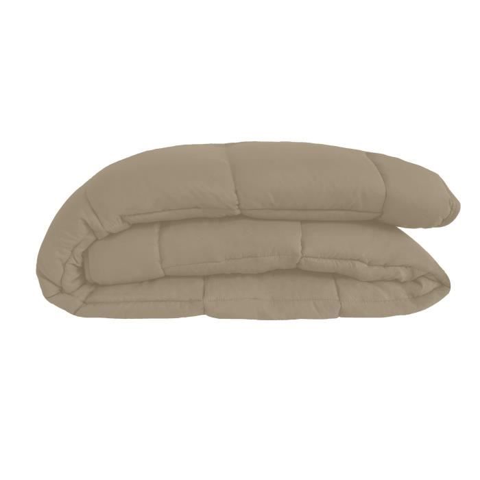 CALGARY - Couette Chaude Microfibre 400gr/m² - Taupe & Lin 220 x 240 cm
