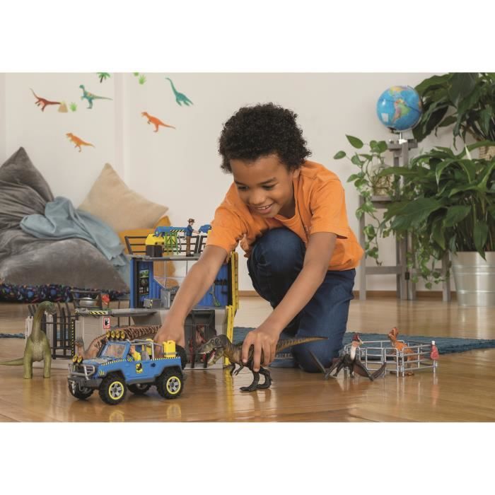 Voiture tout-terrain avec avant-poste Dino - Schleich - Coffret Dinosaurs - 41464 - Jouet pour