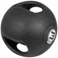 Médecine ball double poignée de 3kg - GORILLA SPORTS - Fitness - Caoutchouc - Noir - Adulte - Intensif-0