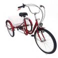 24 pouces tricycle 6 vitesses cruiser vélo avec panier tricycle lumière shopping tricycle adulte tricycle rouge-0